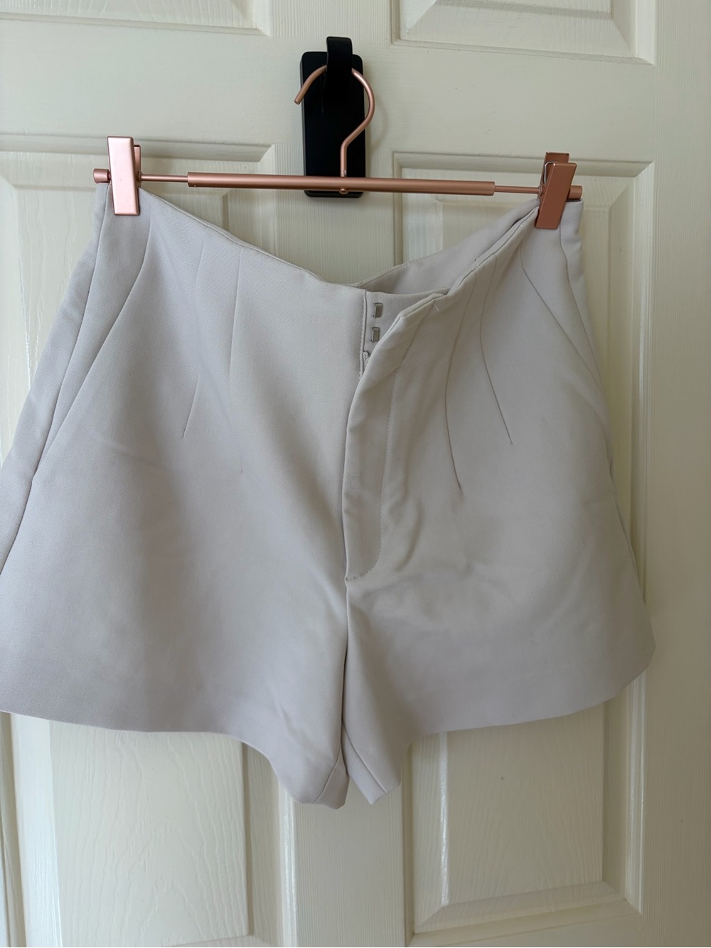 Zara High-Waist Cream Tailored Shorts